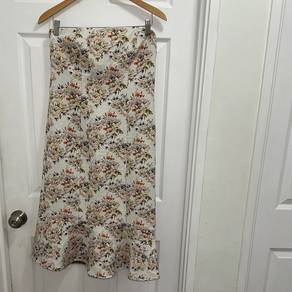 Eva Mendes for New York & Company Cream Floral Embroidery strapless Dress